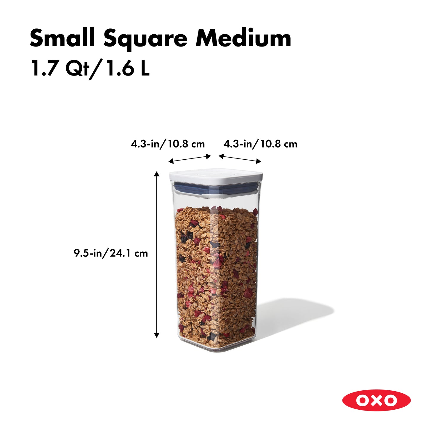 OXO GG POP CONTAINER-SMALL SQUARE MEDIUM 1.7 QT