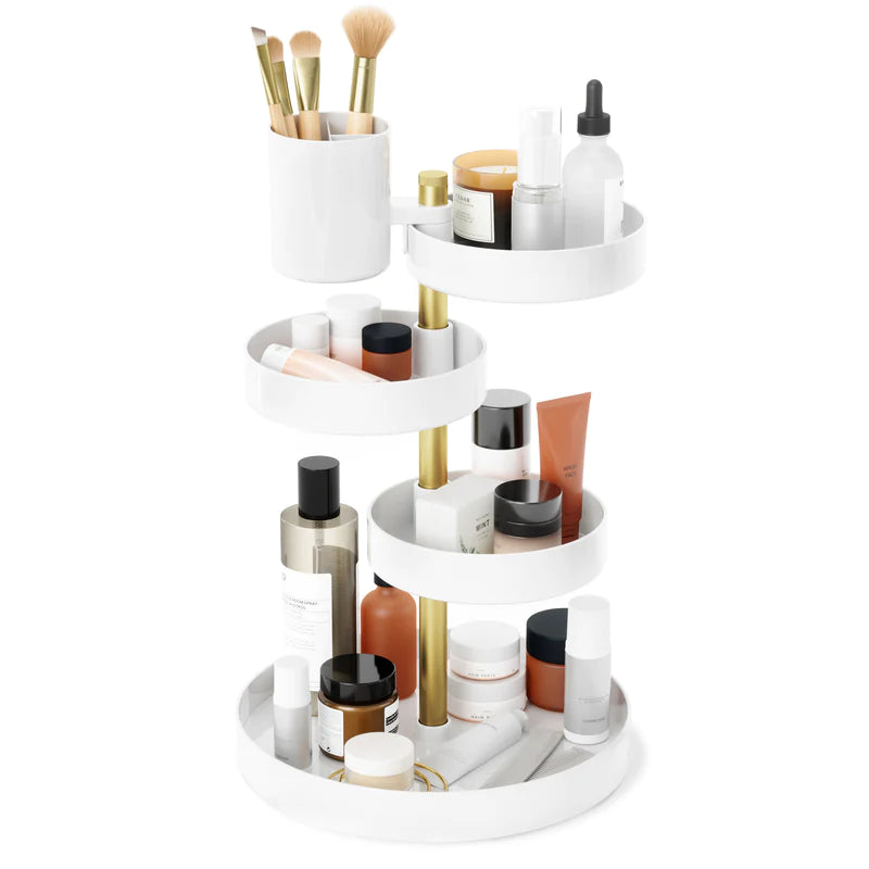 Pirouette Cosmetic Organizer White/Brass