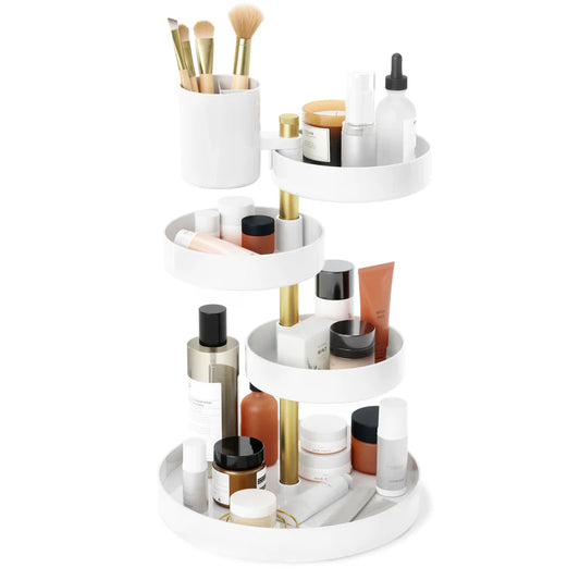 Pirouette Cosmetic Organizer White/Brass
