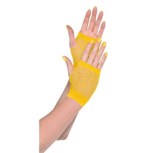 Yellow Fishnet Gloves