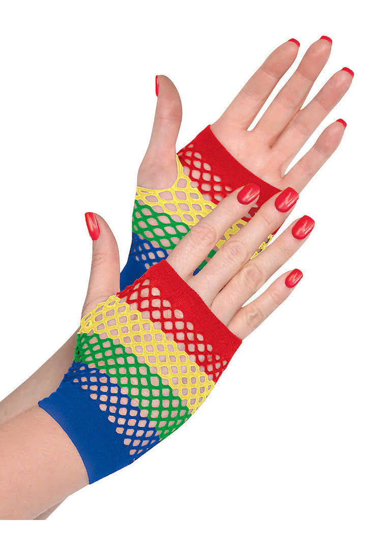 Rainbow Fishnet Gloves