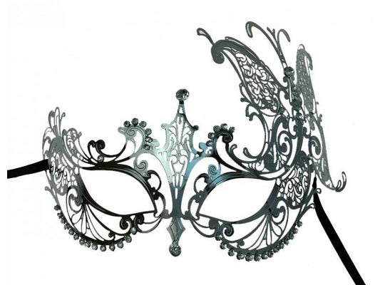 Laser-cut Metal Venetian mask Silver