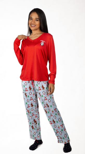 Soft cuddles pajama set red chilling