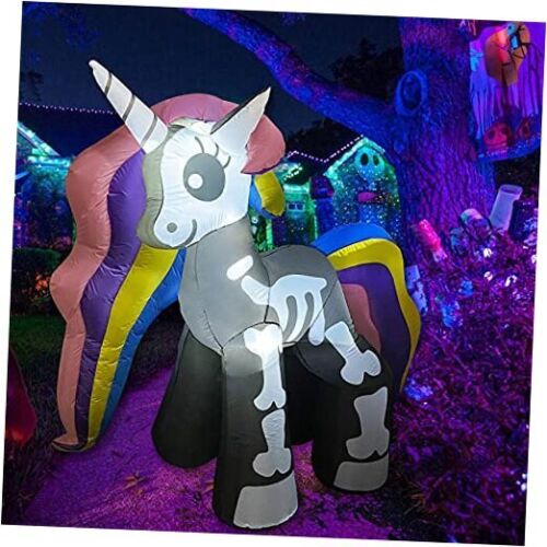 5FT Tall Inflatables  Standing Rainbow Skeleton Unicorn