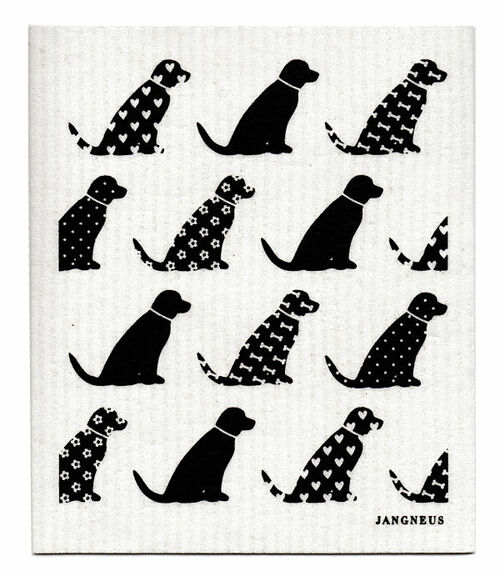 SWEDISH DISHCLOTH - DOGS - BLACK