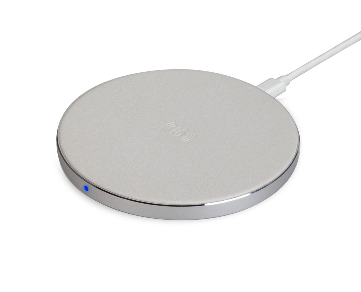 White Leather Wireless Charging Pad