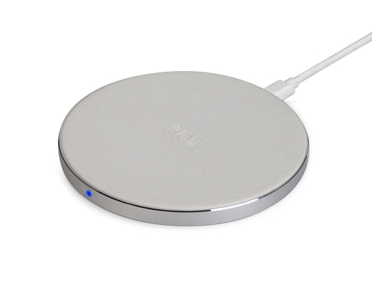 White Leather Wireless Charging Pad